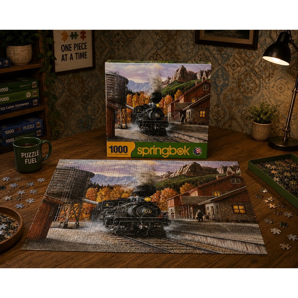 Springbok Mountain Express 1000 Piece Jigsaw Puzzle Steam Train Landscape 24x30